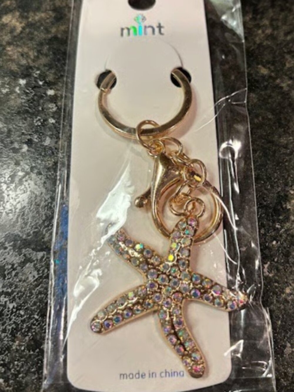 Starfish Keychain Purse Charm Iridescent Color
